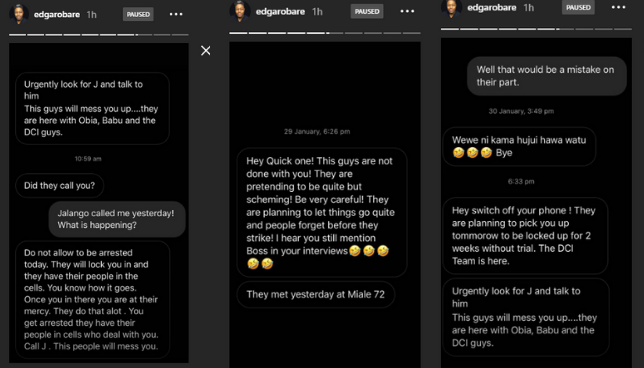 I'm sick and tired of fearing for my life - Edgar Obare speaks after receiving threats from Jalang'o