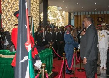 President Uhuru Kenyatta paying his respects to late retired president Daniel Moi