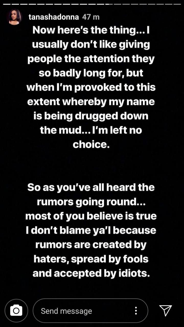 Tanasha Donna speaks out