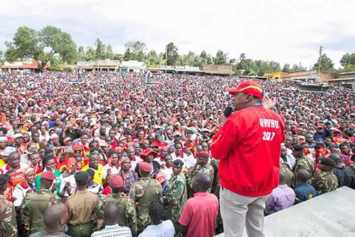 President Uhuru Kenyatta in Kisii on October 5, 2017. Peter Magara who was a member of Kisii professionals campaign lobby group was found dead outside his hotel room in Kisii on Saturday