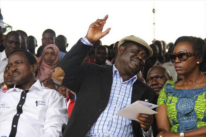 File image of Kalonzo Musyoka (L) Raila Odinga (C) and Martha Karua (R) Kalonzo and Karua are listed in the LSK list of 24 for senior counsel status