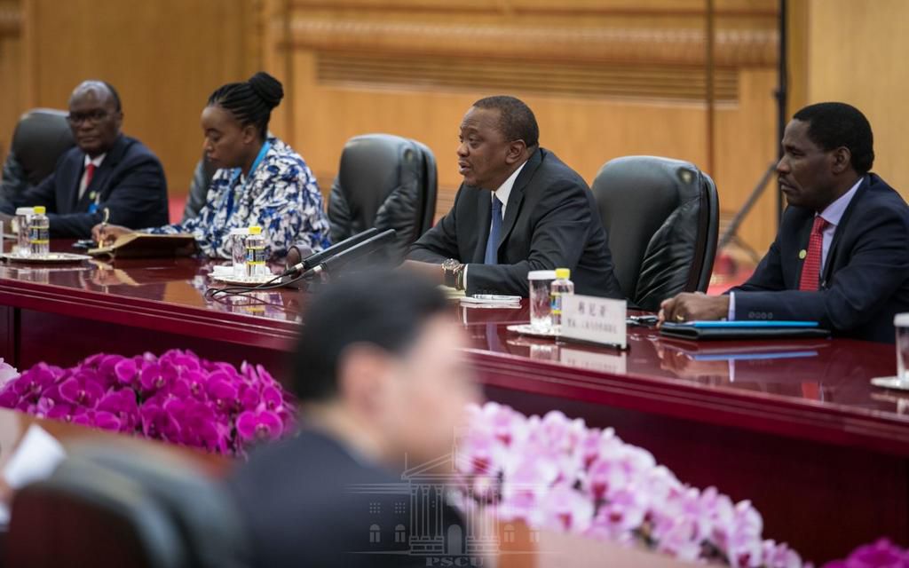 President Uhuru Kenyatta during talks with China's President Xi Jinping (PSCU)