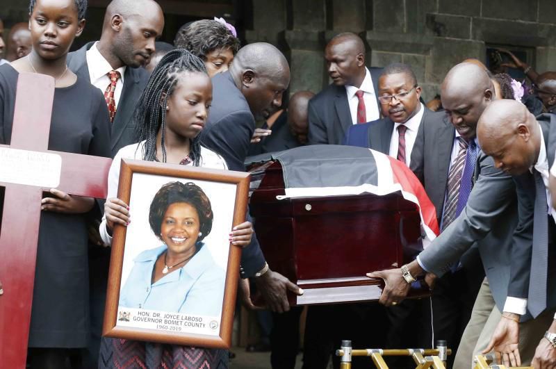Body of the Late Joyce Laboso leaving All Saints Cathedral after a memorial service