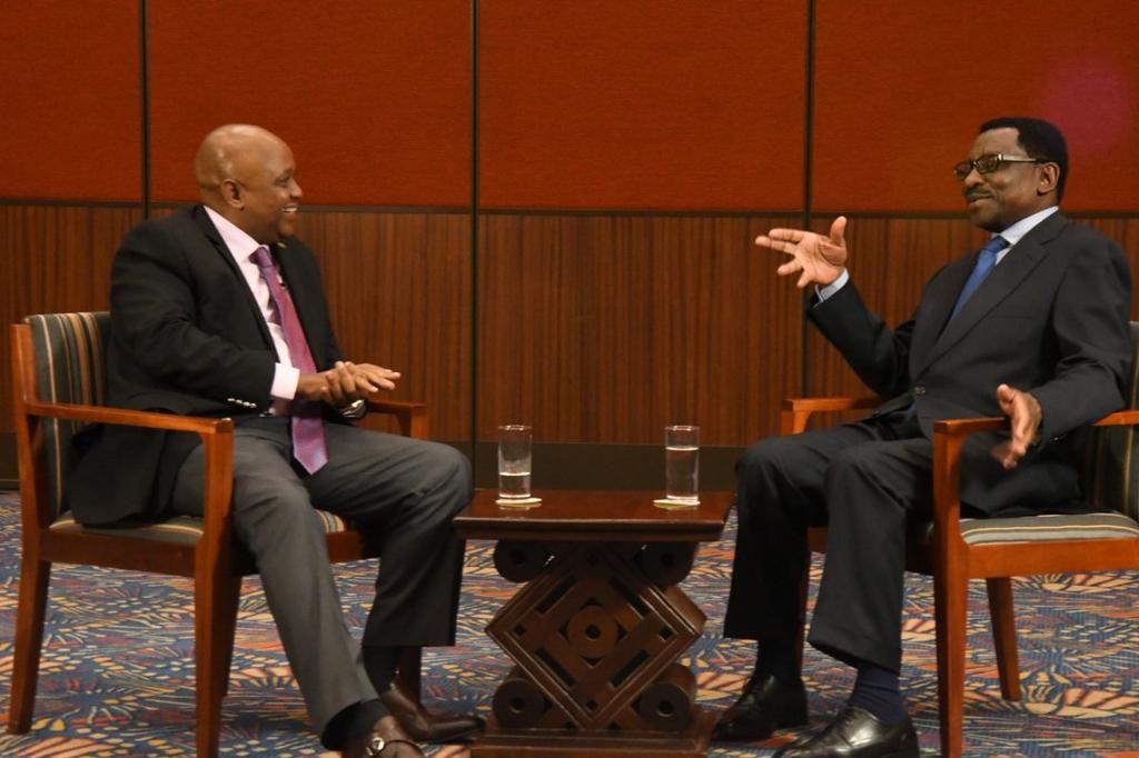 Siaya Senator James Orengo with KTN presenter Tony Gachoka (Twitter)