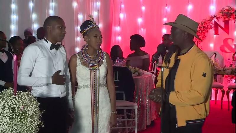 The bride and the groomat the reception