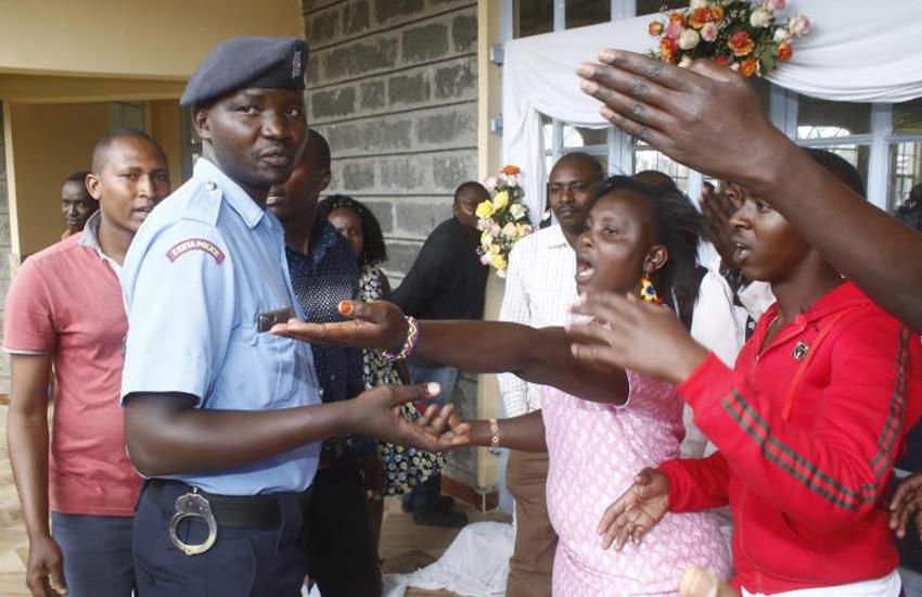 Police on duty at a past wedding that was marred by chaos