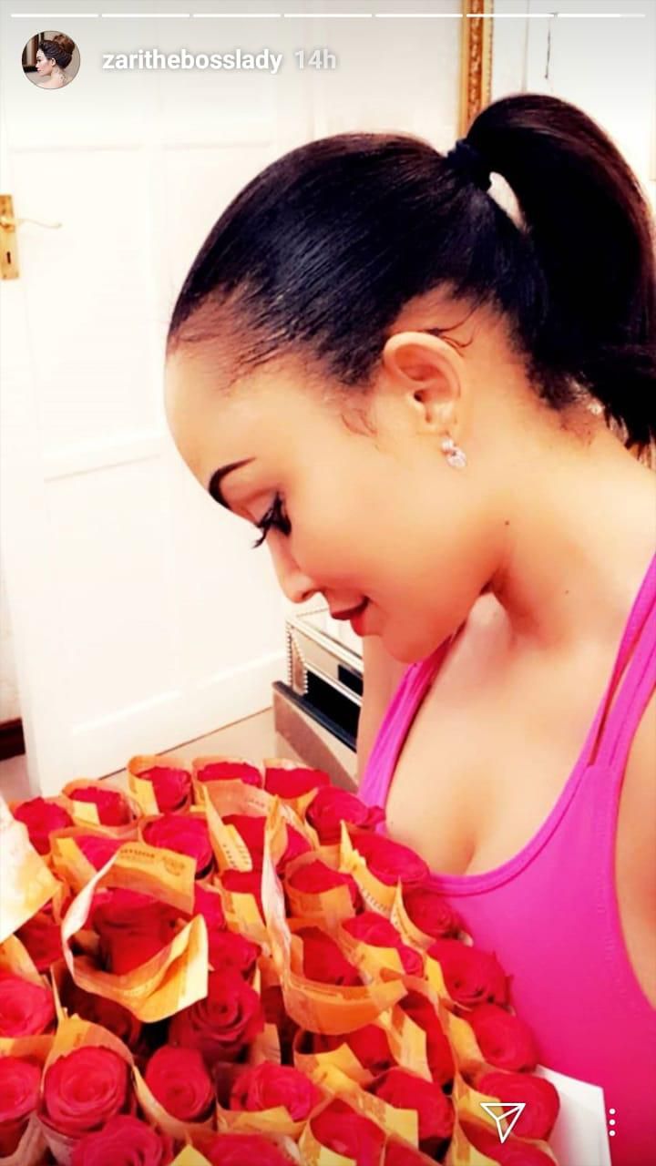 Zari Hassan with flowers