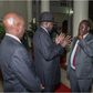 South Sudan President Salva Kiir, President Uhuru Kenyatta, Deputy President William Ruto and former Prime Minister Raila Odinga during the dinner at State House (Courtesy)