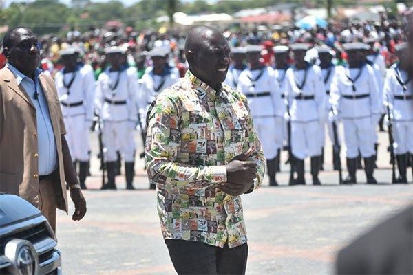 DP Ruto arriving for the Mashujaa day celebrations in Mombasa