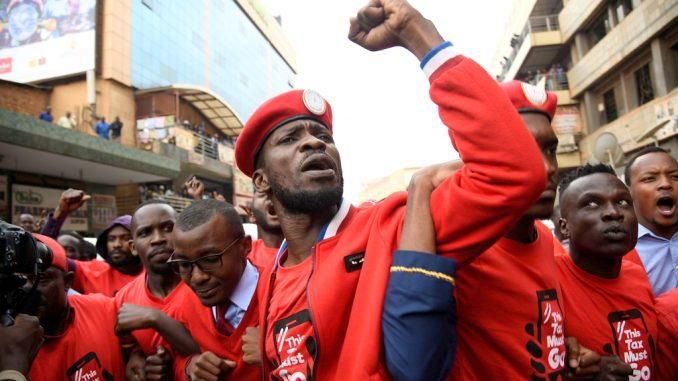 Bobi Wine during the protests against social media tax which came into effect on July 1st