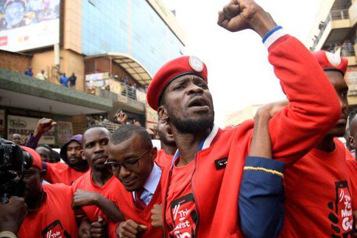 Bobi Wine during the protests against social media tax which came into effect on July 1st