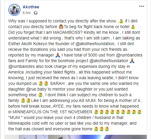 Akothee’s public rant after being mistreated in Minneapolis USA