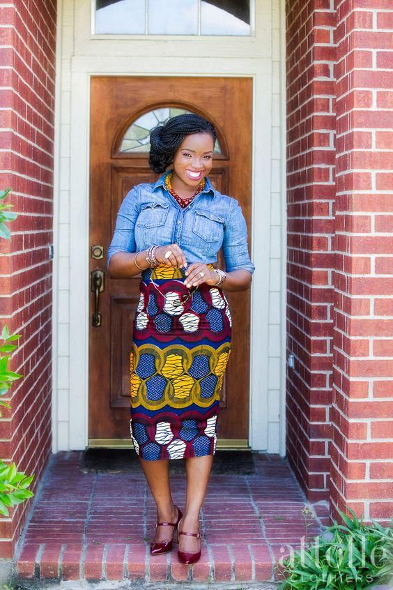 Ankara and denim styles (Pinterest)