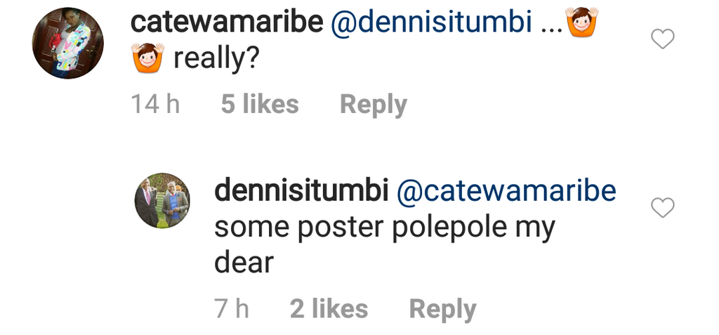 Cate Maribe's reply (Instagram)