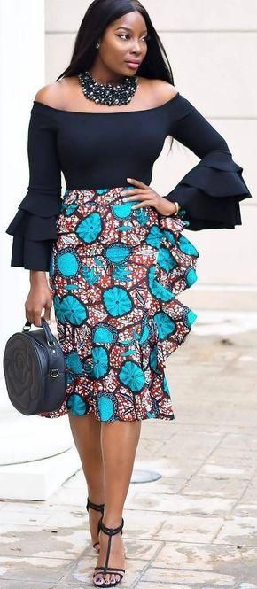 Ankara skirt and plain top (Pinterest)