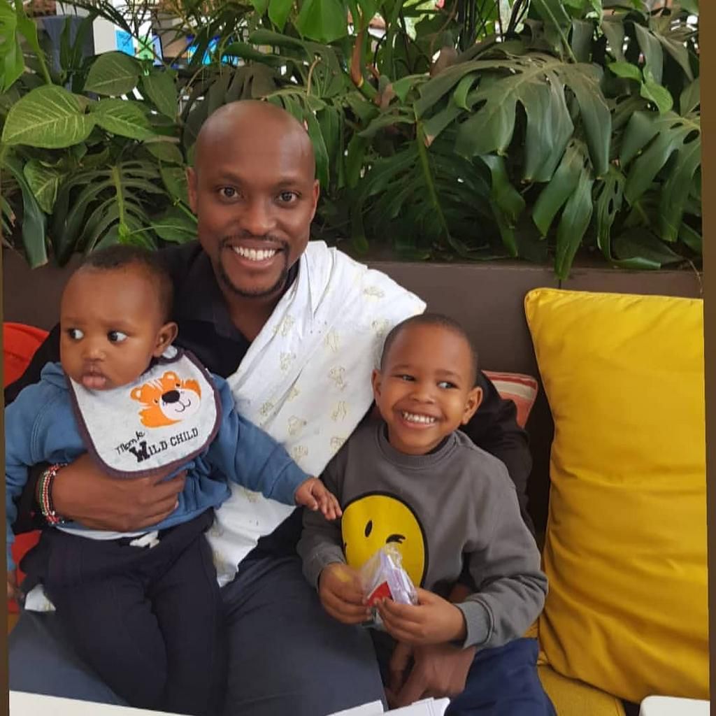 Eddie Ndichu with his two sons Huru and Mali