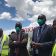 Kenya’s Ministry of Health officials receiving the country’s share of supplies at JKIA. (twitter)