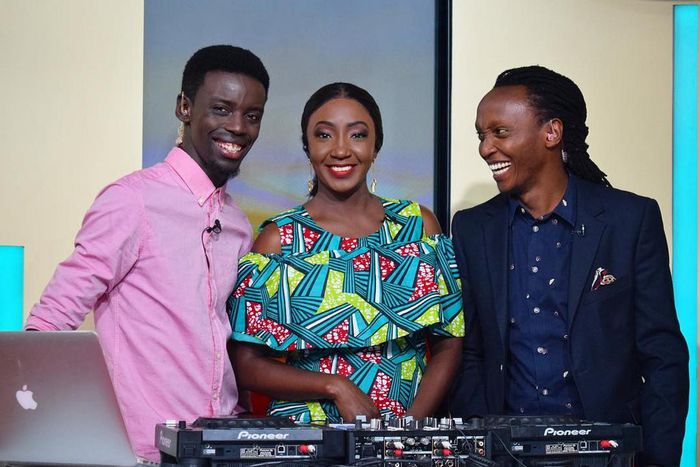Former Rauka host Enid Moraa with Ken tha DJ and Andy Mburu