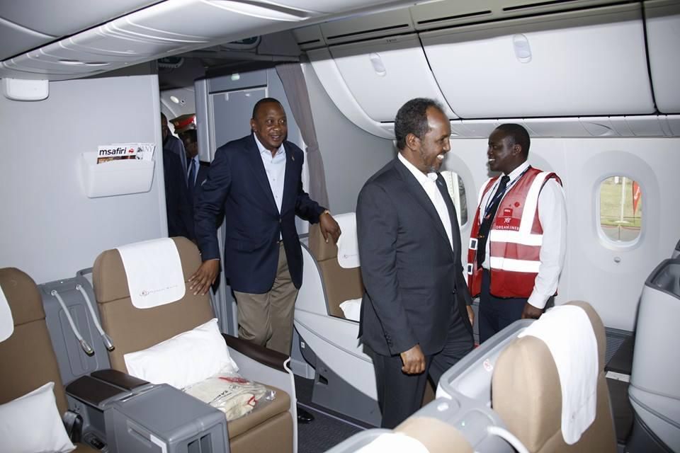 President Uhuru Kenyatta inside a plane