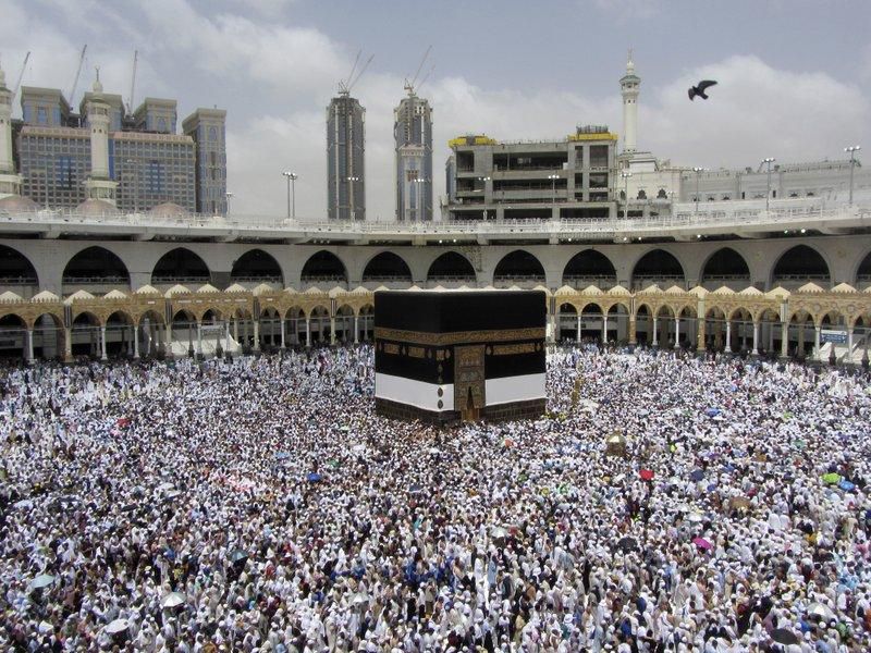 Muslims during the Hajj Pilgrimage in Mecca