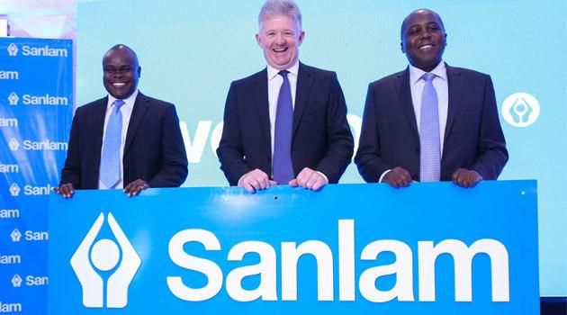 Sanlam Emerging Markets Regional Executive for East Africa Mr. Julius Magabe (left), Sanlam Group CEO Ian Kirk and Sanlam Kenya Group CEO Mr Mugo