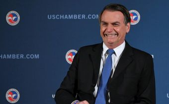 Brazil's President Jair Bolsonaro at the US Chamber of Commerce in Washington, DC on March 18, 2019. He will meet Tuesday, March 19, with President Donald Trump in what officials say is an opportunity to create a new north-south "axis."