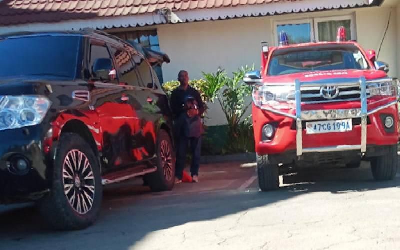 Some of the vehicles in Sonko's motorcade when he toured Nakuru on 04 Aug 2019 He reportedly caused drama after forcing hotel manager to taste his food
