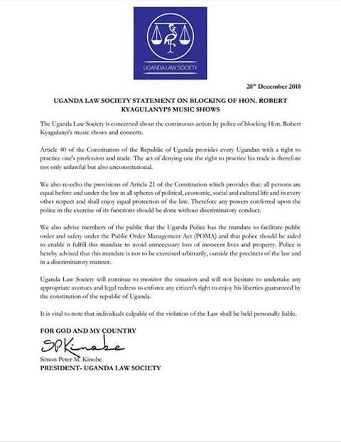 A statement from Uganda Law Society