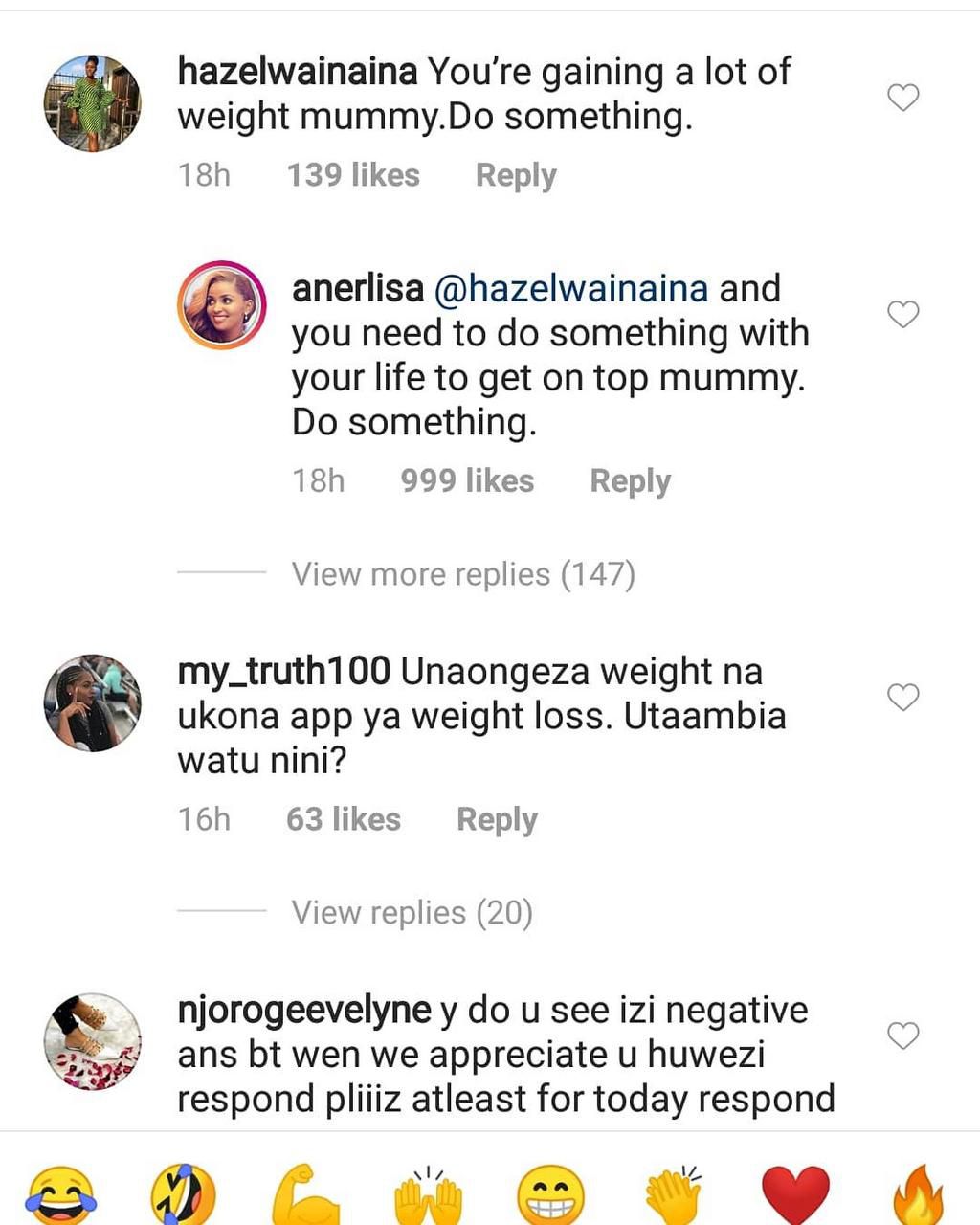 Anerlisa Muigai’s perfect response after being told she has gained lots of Weight