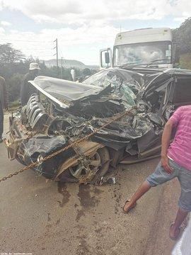 Accident involving 6 trucks at the old church along Mai Mahiu