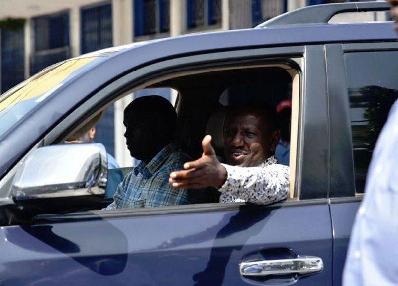 File image of DP Ruto leaving an event in one of the vehicles in his convoy