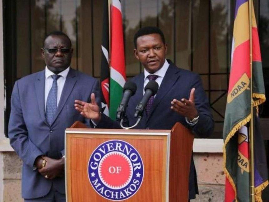 Machakos Governor Alfred Mutua and Deputy Governor Francis Maliti during a press conference