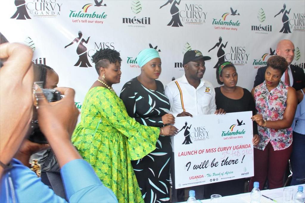 State Minister for Tourism, Godfrey Kiwanda launching the 'Miss Curvy' beauty pageant