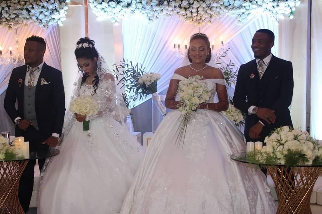 Alikiba and his wife Amina Khalef with Abdu Kiba and his wife. Alikiba and his brother Abdu kiba held a lavish wedding reception in Dar es Salaam