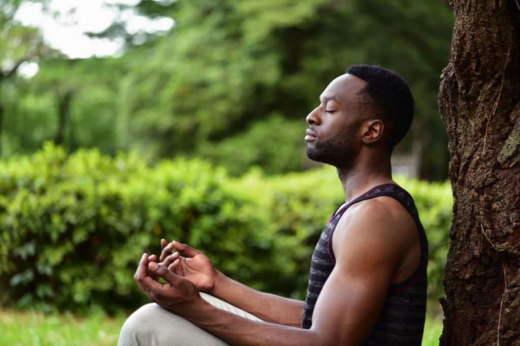 Young man meditating