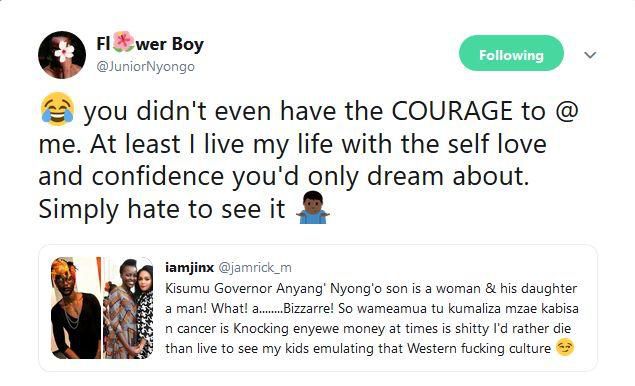 Junior Nyong’o’s reply (Courtesy)