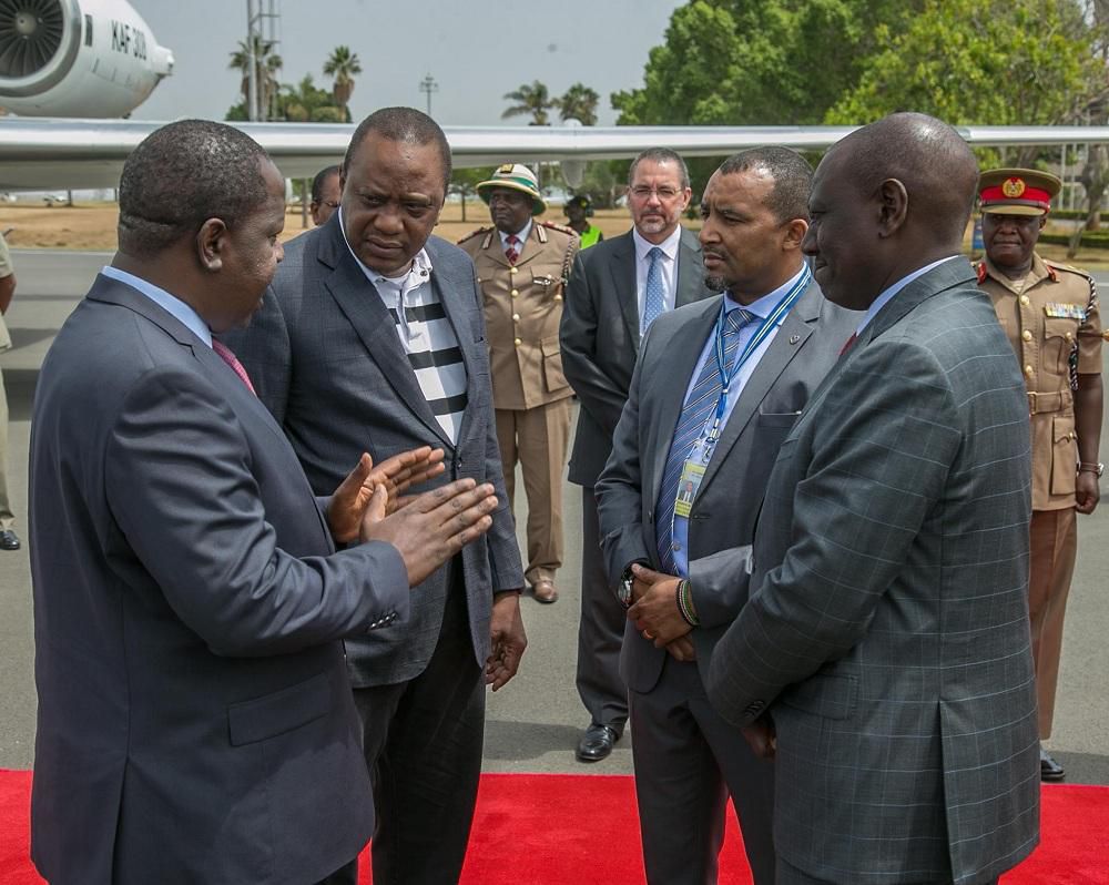 File image of President Uhuru Kenyatta, DP William Ruto and CS Fred Matiangi