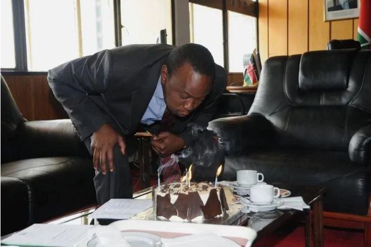 File image of President Uhuru Kenyatta celebrating his 55th birthday.October 26 2019 marked his 58th birthady