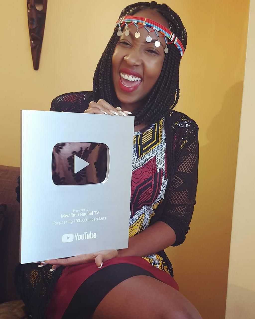 Mwalimu Rachel 's message as she gets awarded by YouTube