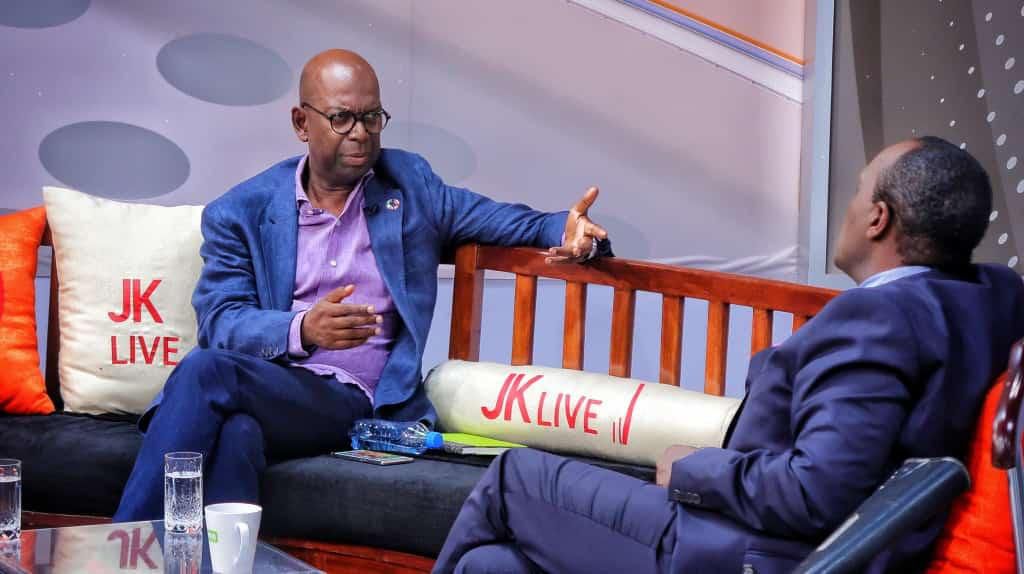 Safaricom CEO Bob Collymore with Citizen TV anchor Jeff Koinange