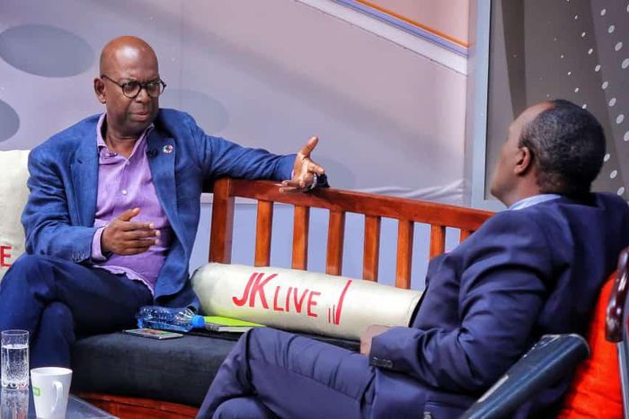 Safaricom CEO Bob Collymore with Citizen TV anchor Jeff Koinange