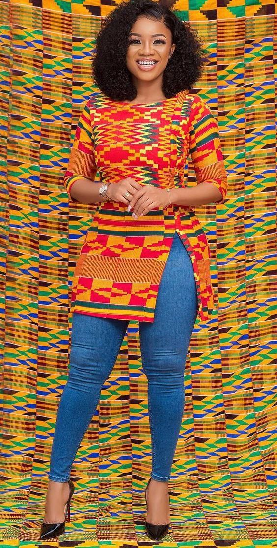 Ankara and denim styles (Pinterest)