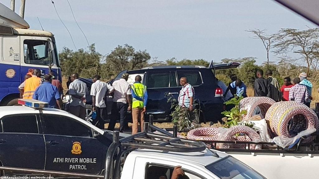 Toyata Prado belonging to the Zambian High Commission that was involved in an accident at the Lukenya Bridge