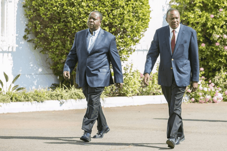 President Uhuru Kenyatta with Interior CS Fred Matiang'i