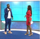 Isabella Kituri with Lemaz Span.  Khaligraph Jones brother Lamaz Span surprises K24’s news anchor with Sh200k on live TV