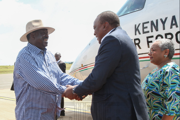 File image of Raila Odinga with President Uhuru Kenyatta