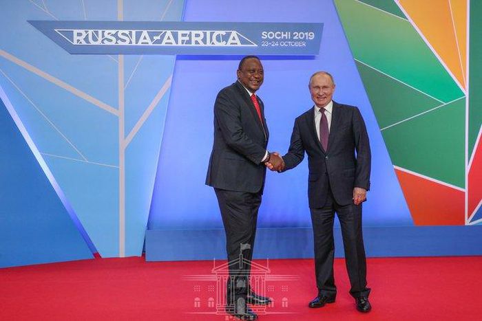 President Uhuru Kenyatta in Russia with Russia's President Vladimir Putin