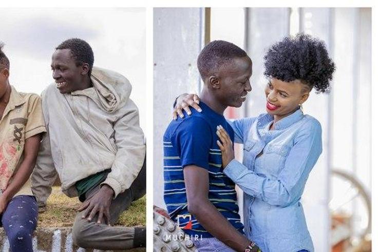 Sammy and Virginia  Before and after the transformation. Muchiri Frames transforms City Chokoras Sammy and Virginai into super Models
