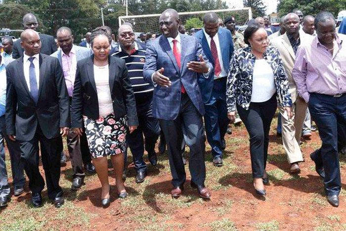 File image of Deputy President William Ruto (centre) with Kirinyaga Governor Anne Waiguru (left), Women’s Representative Purity Ngirici