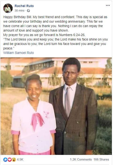 Rachel Ruto pens heart-warming message to DP Ruto as he celebrates his birthday and wedding anniversary